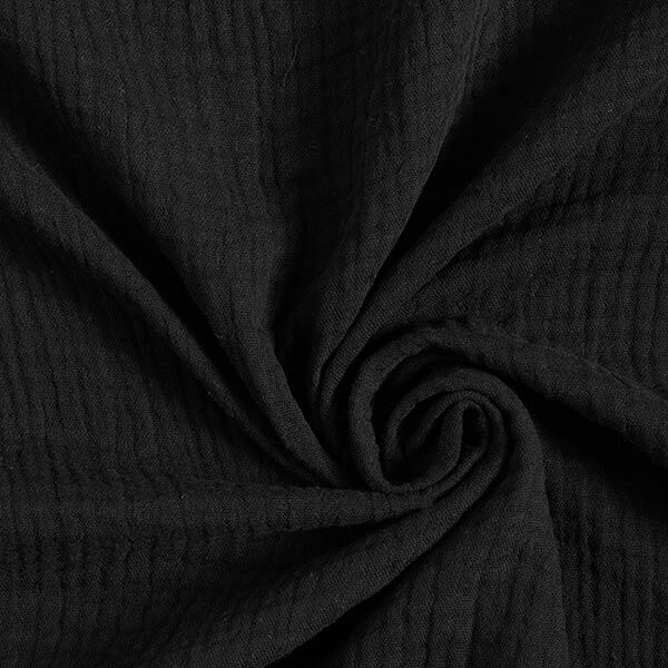 GOTS Muselina de algodón de tres capas – negro,  image number 1