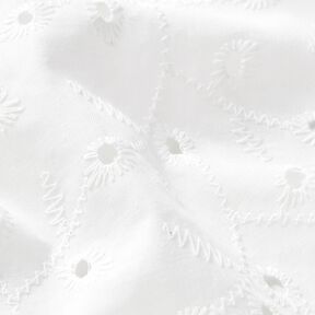 Tela de algodón con zarcillos de flores bordados con ojales – blanco, 