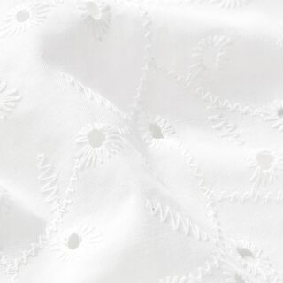 Tela de algodón con zarcillos de flores bordados con ojales – blanco, 