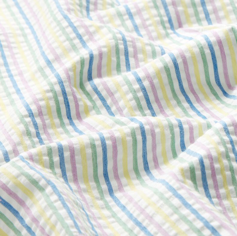 Tela Seersucker Algodón Mezcla de rayas – blanco,  image number 2