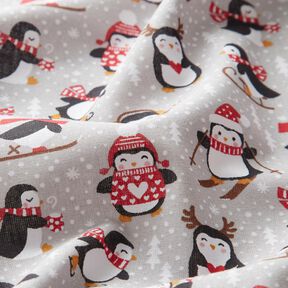Tela de algodón Cretona Pingüinos – gris plateado, 