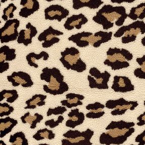 Sherpa suave con estampado de leopardo – almendra/negro, 