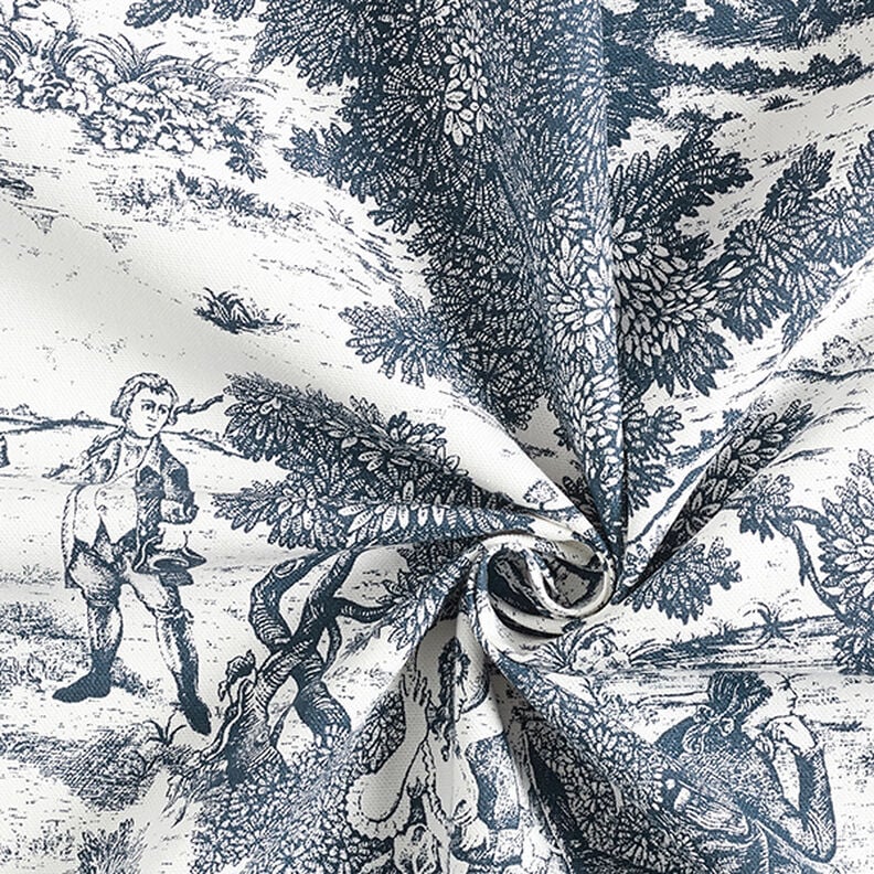 Tela decorativa Panama media Toile de Jour – azul marino/blanco lana,  image number 3