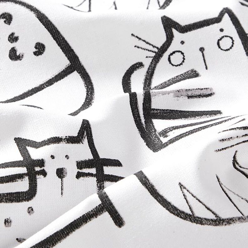 Tela de algodón Cretona Bocetos de gatos – negro/marfil,  image number 2