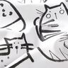 Tela de algodón Cretona Bocetos de gatos – negro/marfil,  thumbnail number 2