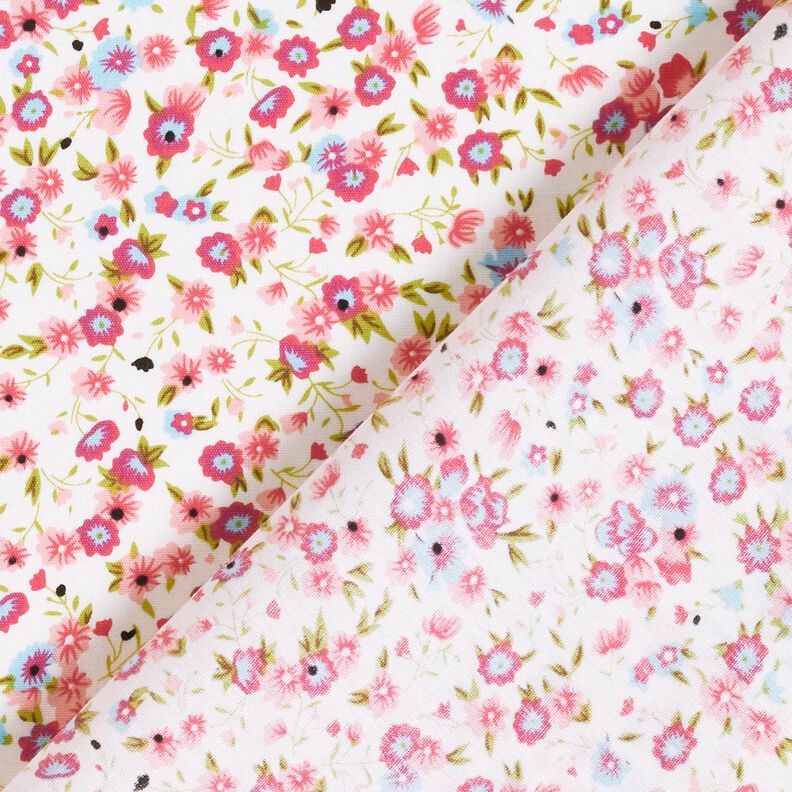 Popelina de algodón mil flores – blanco/pink,  image number 4