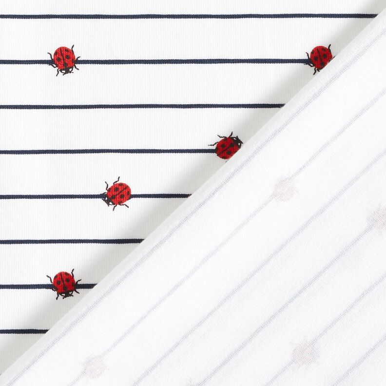 Tela de jersey de algodón Rayas y mariquitas – blanco lana,  image number 4