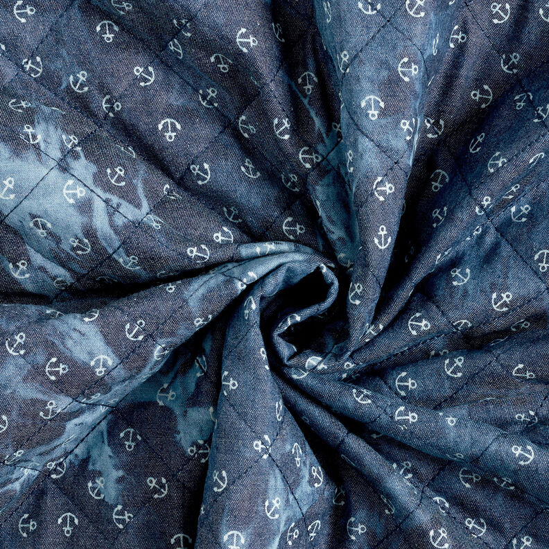 Tejido acolchado cambray ancla tie-dyed – azul vaquero,  image number 4