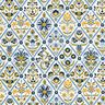 Tela de algodón Cretona Azulejos de flores – blanco/azul brillante,  thumbnail number 1