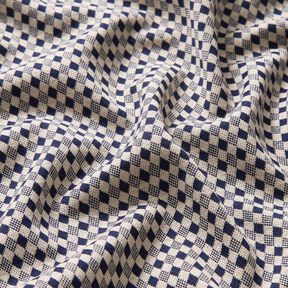 Tela de jersey romaní Rombos mini – beige claro/azul marino, 
