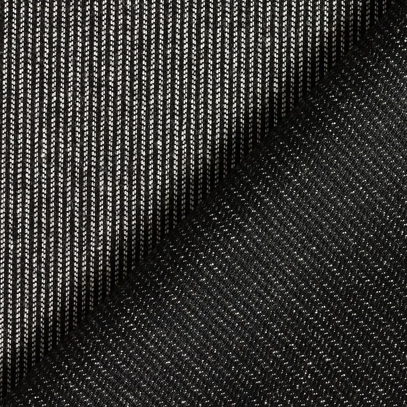 Tejido de pantalón mezcla de lana rayas melange – negro/blanco,  image number 3