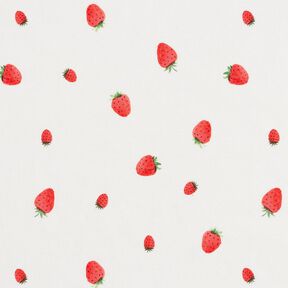 GOTS Tela de jersey de algodón Fresas acuarelas Impresión digital – marfil, 