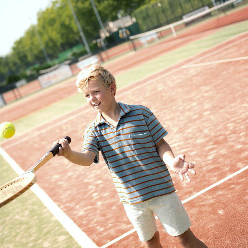 Jersey de rizo Rayas | Poppy Fabrics &ndash; azul gris&aacute;ceo p&aacute;lido/cobre,  image number 5