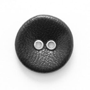 Botón de piel con 2 agujeros  – negro, 