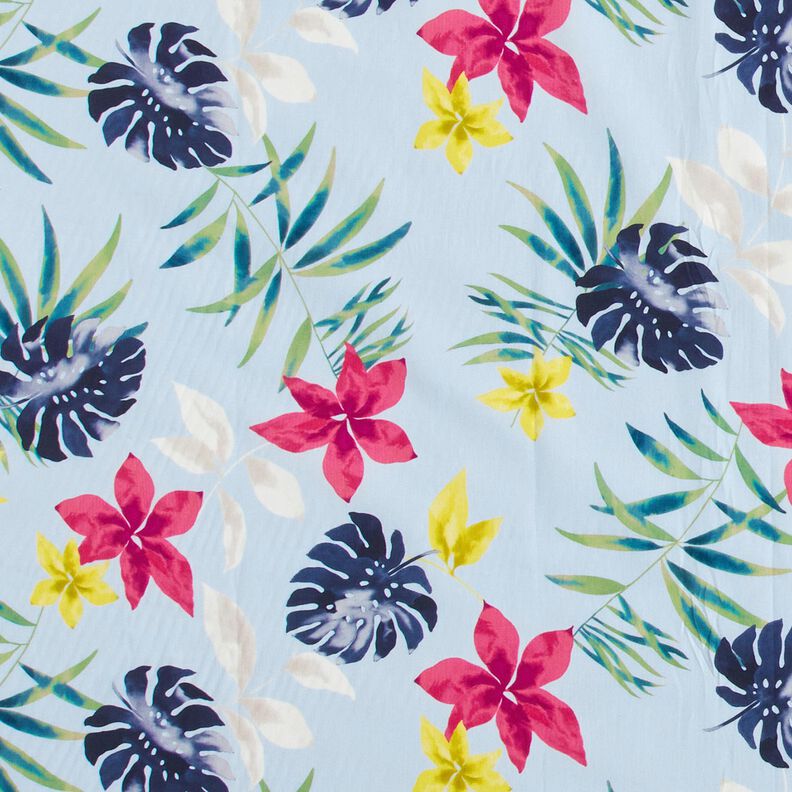 Tela de algodón flores tropicales – azul claro,  image number 2