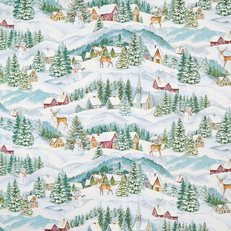 Tela decorativa Tapiz Paisaje invernal – marfil/turquesa claro,  image number 1