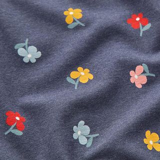 Tela de jersey de algodón Florecitas – azul marino, 