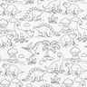 Popelina de algodón Tela para colorear Dinosaurios – blanco/negro,  thumbnail number 1