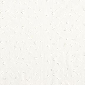 Tela de algod&oacute;n con bordado 3D de flores &ndash; blanco, 