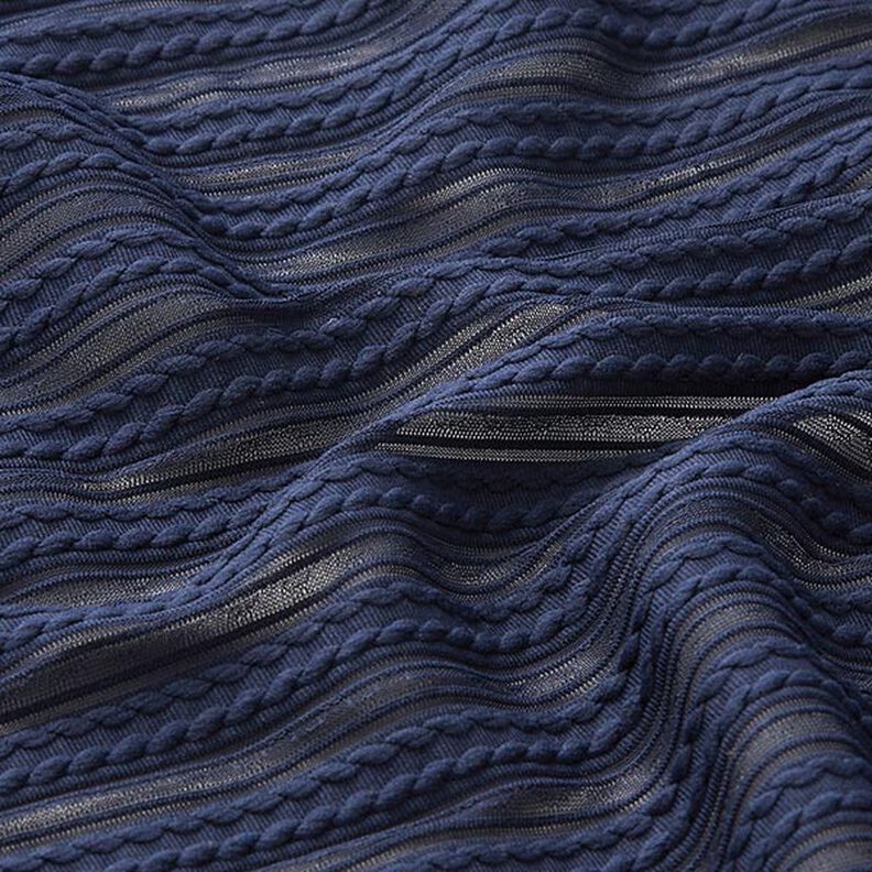 Tela jersey punto trenzado – azul marino,  image number 2