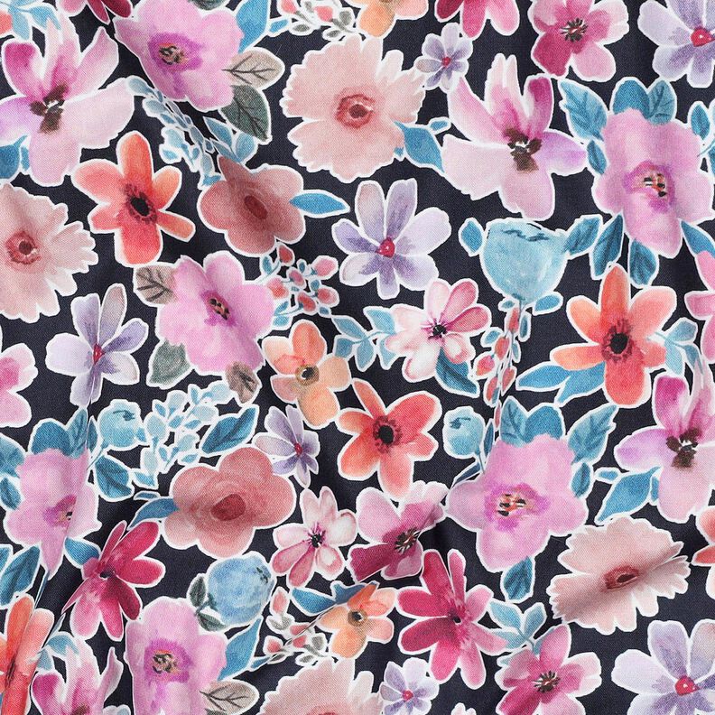 Popelina de algod&oacute;n Flores | Poppy Fabrics &ndash; azul negro,  image number 2