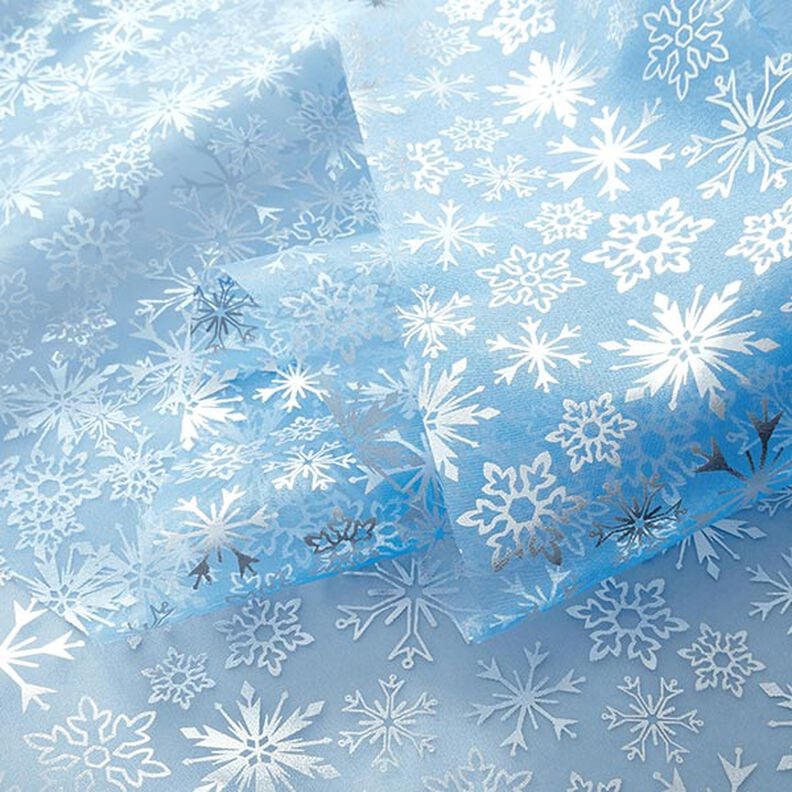 Organza con copos de nieve – azul claro,  image number 3