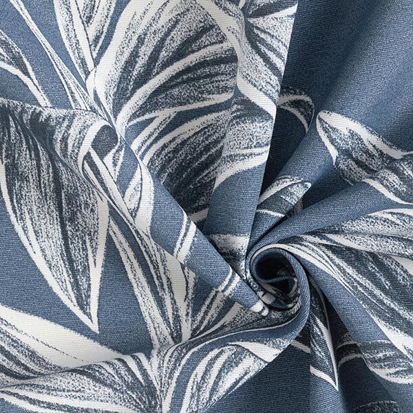 Tela decorativa Lona Bocetos de hojas exóticas – azul metálico,  image number 3