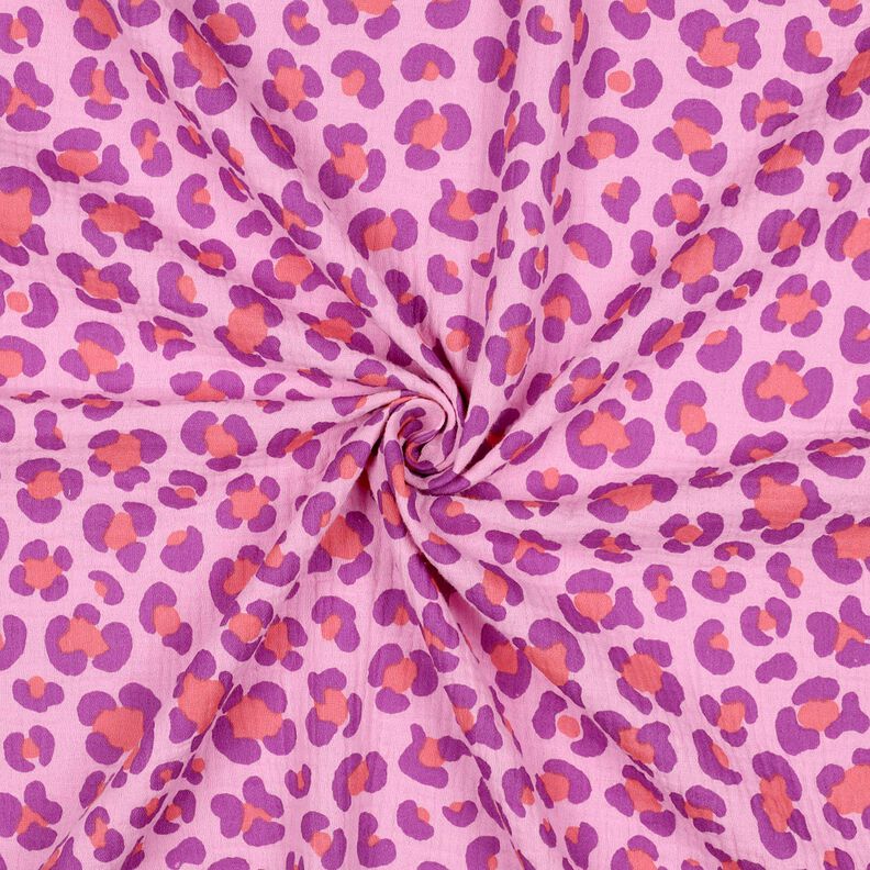 Muselina/doble arruga Estampado de leopardo colorido | Poppy Fabrics – violeta pastel/rojo lila,  image number 3