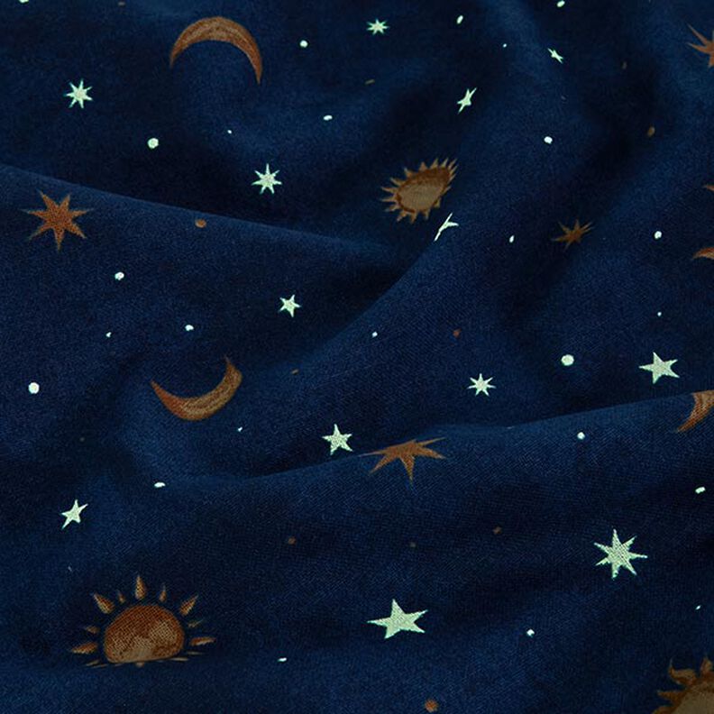 Tela decorativa Cielo nocturno Brilla en la oscuridad – dorado/azul marino,  image number 14