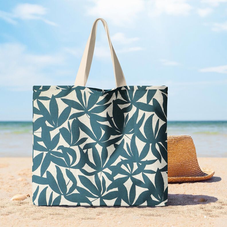 Tela decorativa Panama media Hojas lisas – azul océano/naturaleza,  image number 10