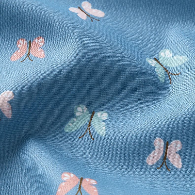 GOTS Popelina de algodón Mariposas – azul brillante,  image number 2