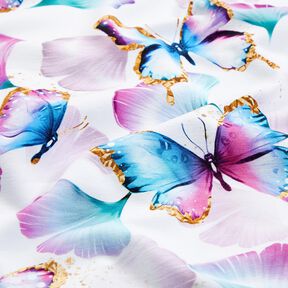 Tela de jersey de algodón Mariposas ginkgo | Glitzerpüppi  – blanco, 