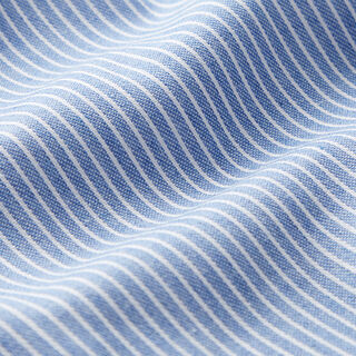 Tela para blusas Mezcla de algodón Rayas – azul claro/blanco, 