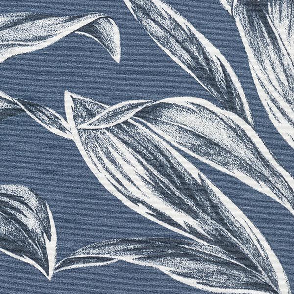 Tela decorativa Lona Bocetos de hojas exóticas – azul metálico,  image number 6
