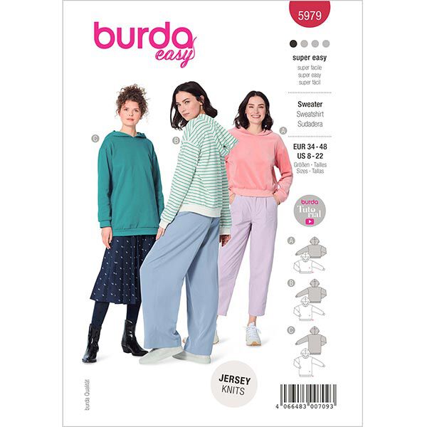 Suéter / Sudadera con capucha tres largos | Burda 5979 | 34-48,  image number 1