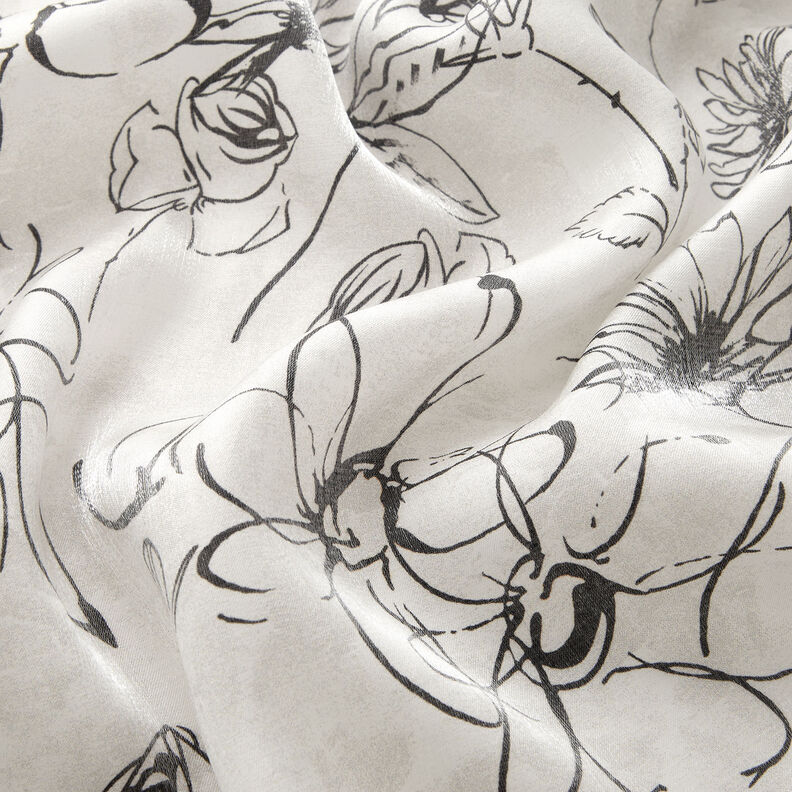 Mezcla viscosa brillo metalizado dibujo floral – blanco/negro,  image number 3