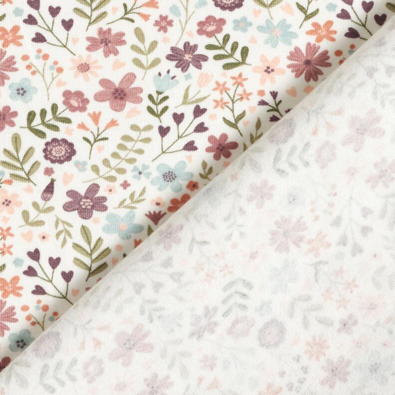 Tela de jersey de algodón Prado con flores – marfil,  image number 4