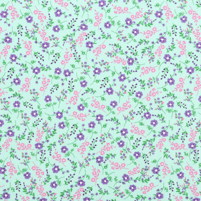 Popelina de algodón Estampado de florecillas – menta suave/lavanda,  image number 1