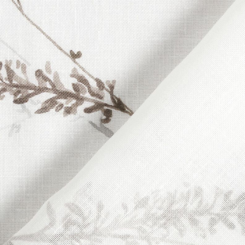 Tela para cortinas Voile Ramitas – blanco/gris plateado,  image number 4