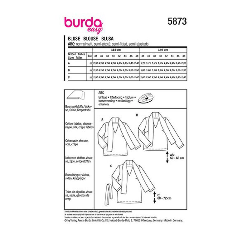 Blusa | Burda 5873 | 34-48,  image number 12