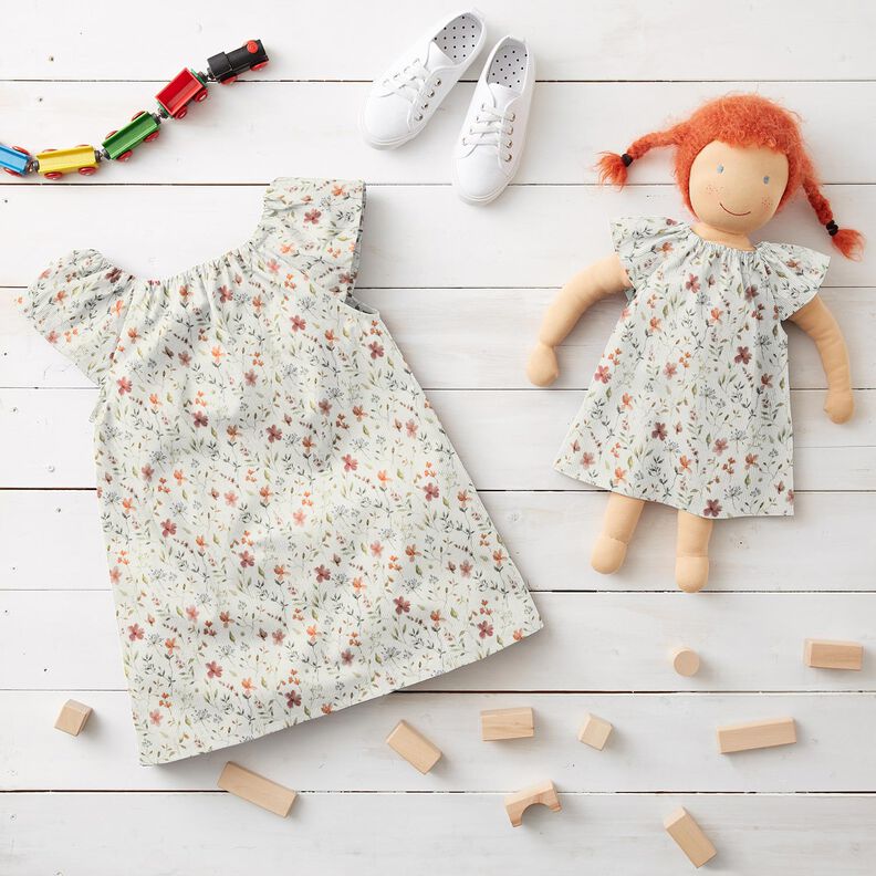 Jersey canelado Prado de flores delicadas Impresión digital – blanco,  image number 6