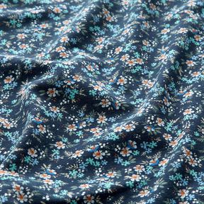 Tela de jersey de algodón Mar de flores – azul noche/Eucalipto, 
