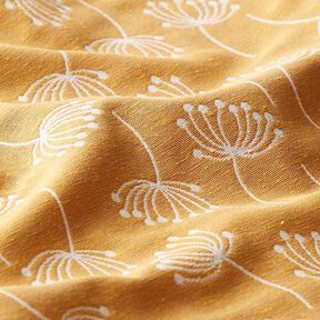 Tela para muebles Jacquard Dientes de león – mostaza, 