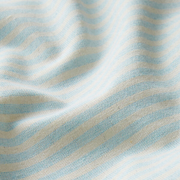 Mezcla algodón-viscosa rayas horizontales estrechas – blanco lana/azul claro,  image number 2