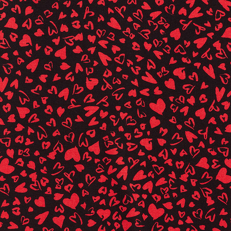 Viscosa con corazones – negro/rojo,  image number 1