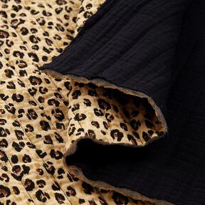 Muselina Tela acolchada Estampado de leopardo – beige/negro, 