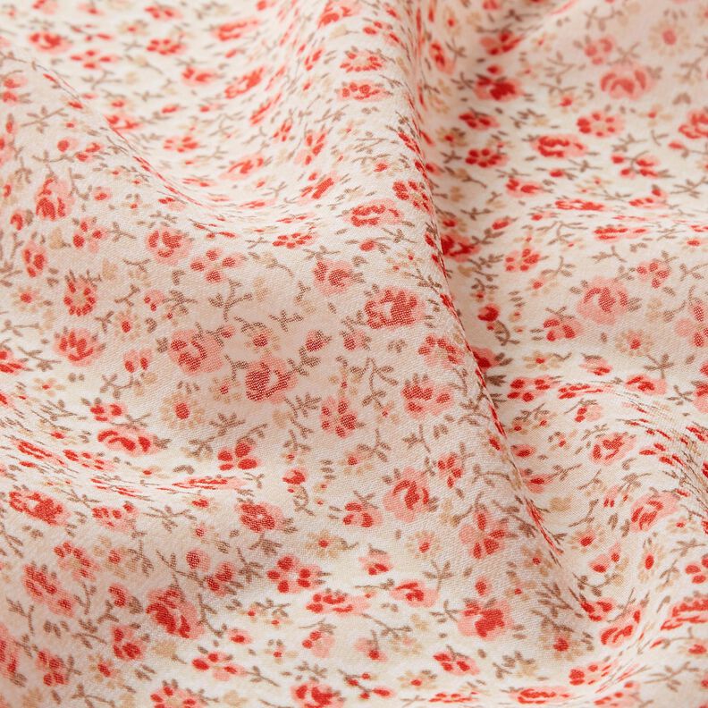 Chifón Estampado de florecillas – blanco lana/rojo fuego,  image number 2