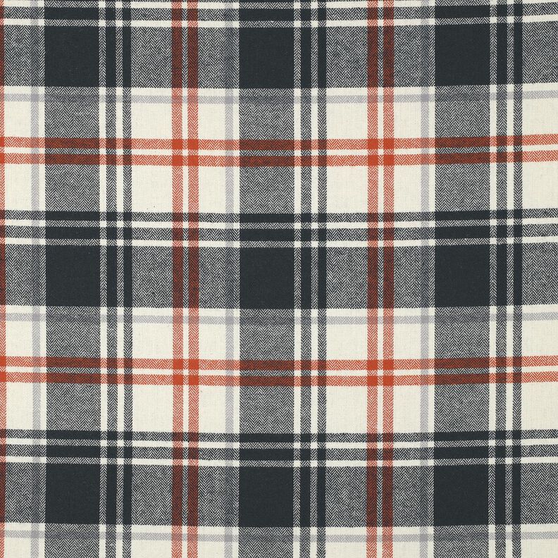 Franela de algod&oacute;n Cuadros con patr&oacute;n de espiga &ndash; azul negro/crema,  image number 1