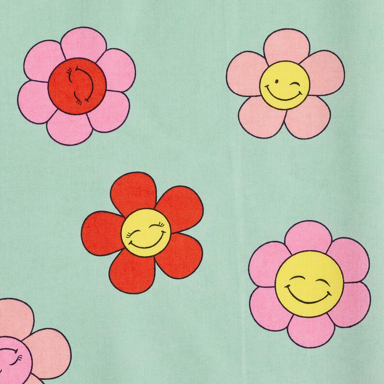 Algod&oacute;n revestido Flores alegres | Poppy Fabrics &ndash; menta/amarillo lim&oacute;n,  image number 7