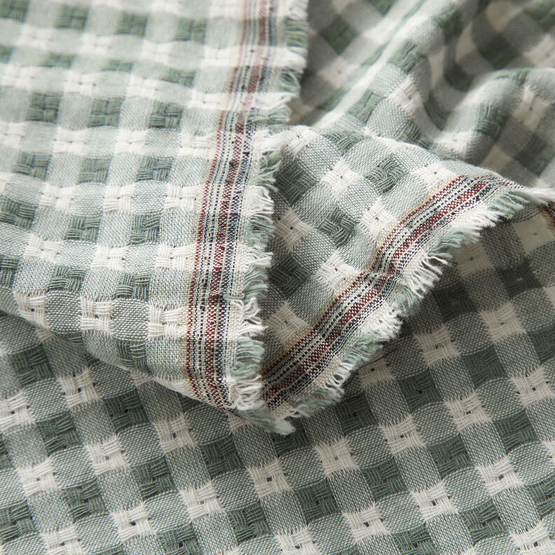 Tela de algodón con estructura a cuadros – blanco/caña,  image number 3